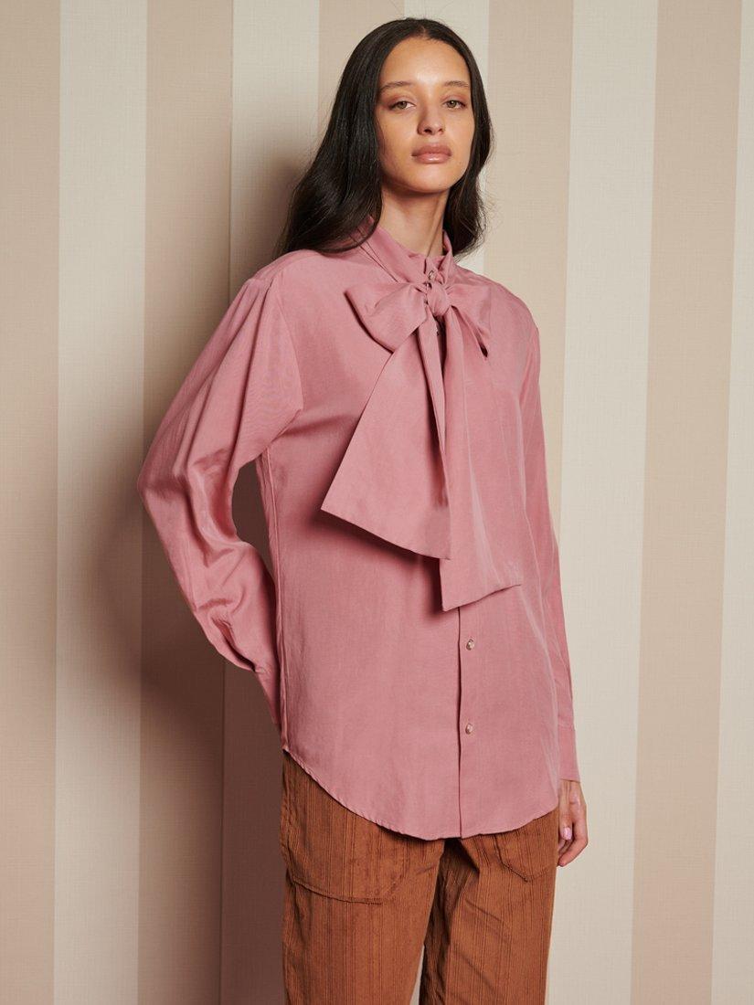 Product image 1 of 2, which shows Sister Jane Casey Bow Neck Shirt, Pink, XXS