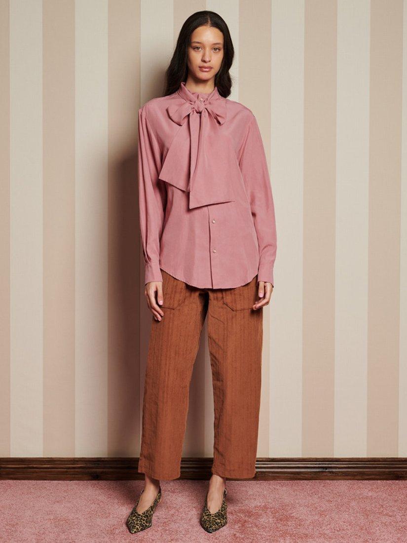 Product image 2 of 2, which shows Sister Jane Casey Bow Neck Shirt, Pink, XXS