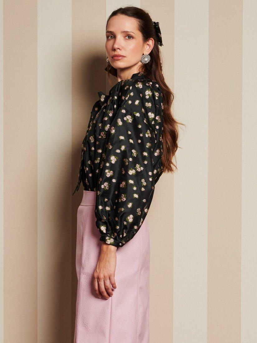 Product image 3 of 6, which shows Sister Jane Tea Rose Jacquard Top, Black, 6