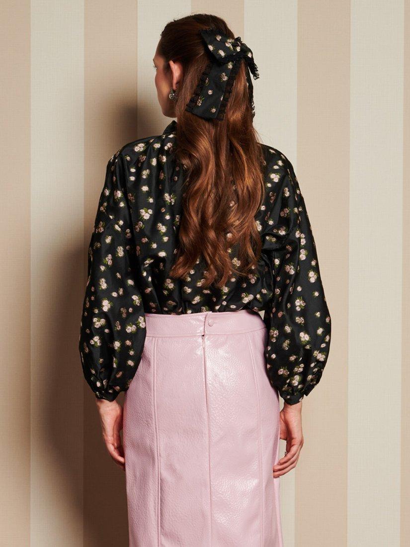 Product image 4 of 6, which shows Sister Jane Tea Rose Jacquard Top, Black, 6