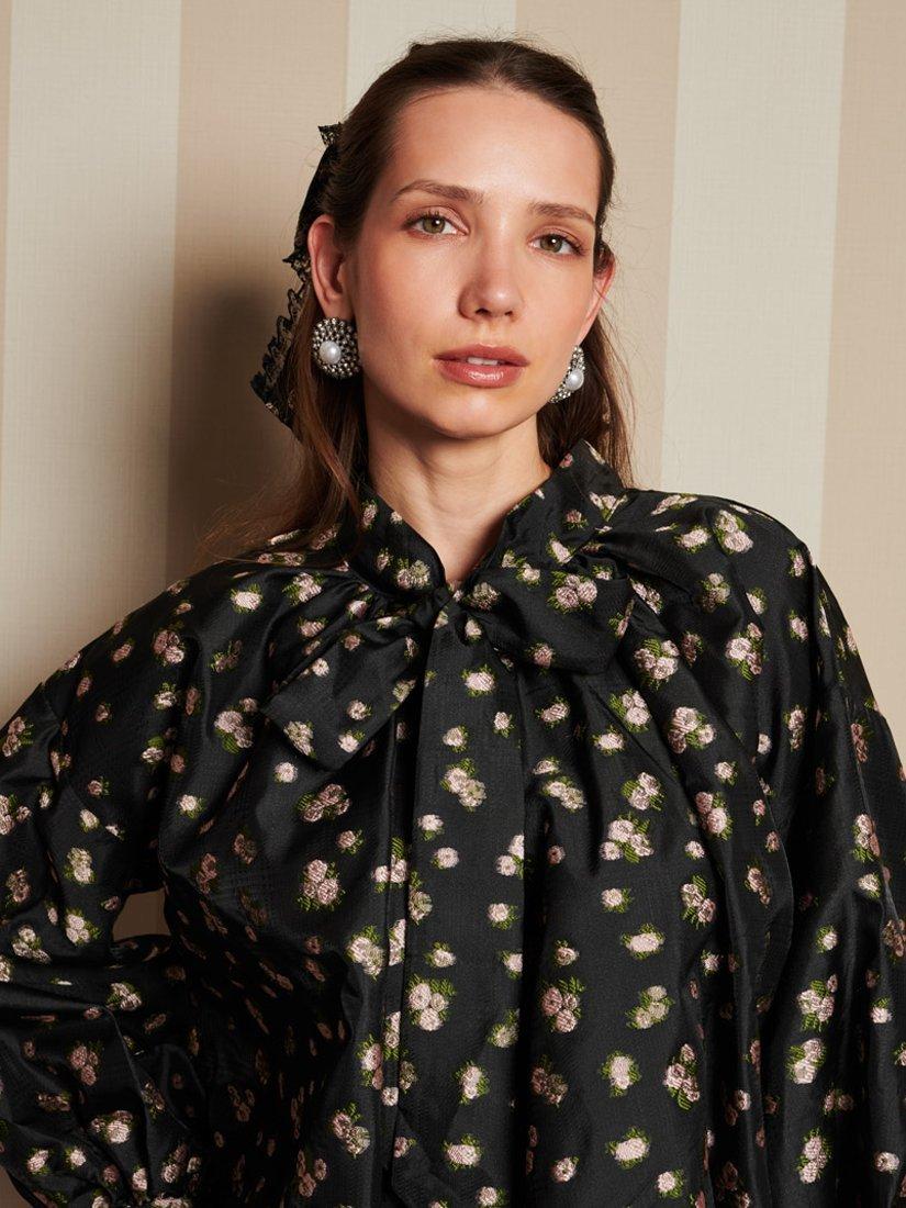 Product image 5 of 6, which shows Sister Jane Tea Rose Jacquard Top, Black, 6