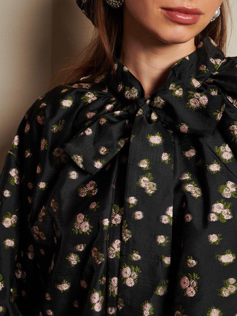 Product image 6 of 6, which shows Sister Jane Tea Rose Jacquard Top, Black, 6