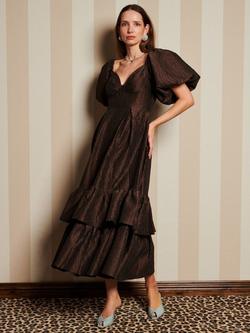 Sister Jane Antique Jacquard Midi Dress, Brown, Brown