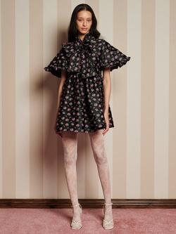 Sister Jane Floral Jacquard Mini Dress, Black - view 2, Black