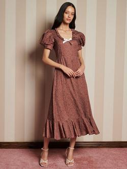 Sister Jane Polka Dot Midi Dress, Brown, Brown