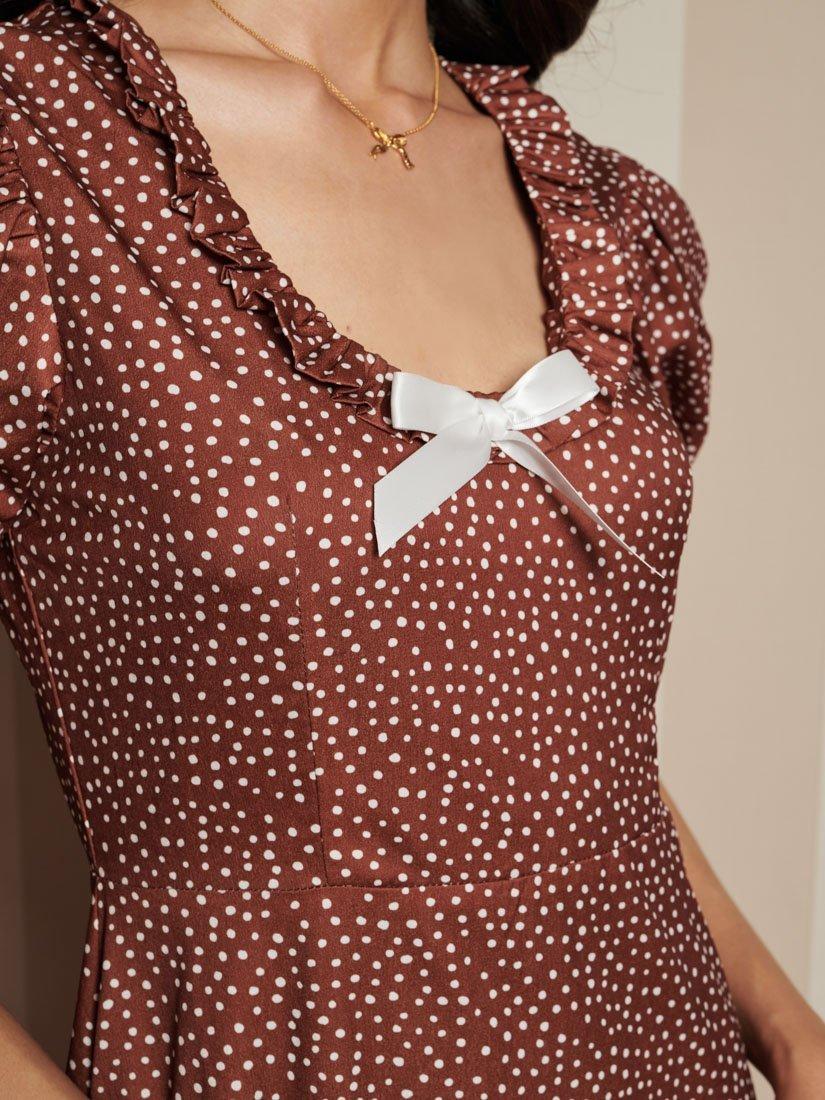 Product image 6 of 6, which shows Sister Jane Polka Dot Midi Dress, Brown, 6