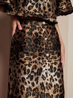 Sister Jane Leopard Print Jacquard Skirt - view 2, Brown Multi