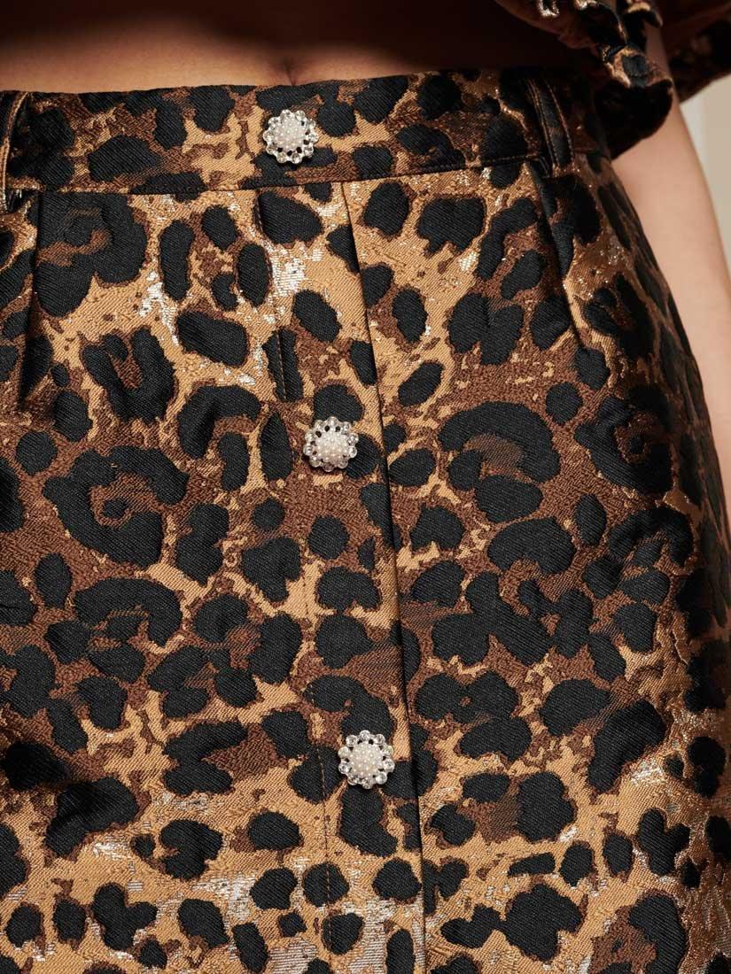 Product image 5 of 5, which shows Sister Jane Leopard Print Jacquard Skirt, Brown Multi, 6