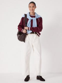 HUSH Stripe Rib Raglan Sleeve Sweatshirt, Wine Red - view 2, Wine Red