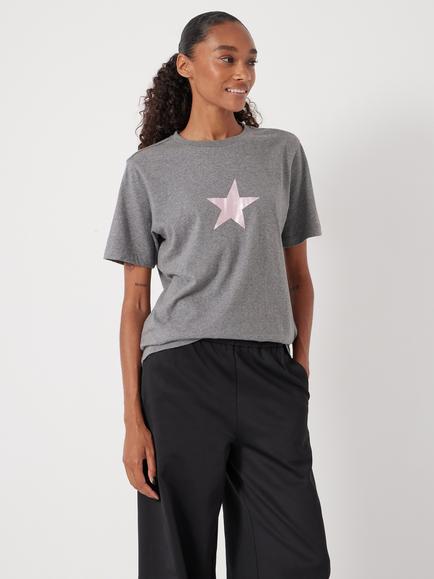 HUSH Graphic Star Print T-Shirt - view 2, Grey Marl