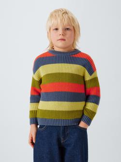John Lewis Crew Neck Stripe Knit Jumper, Multi, Multi