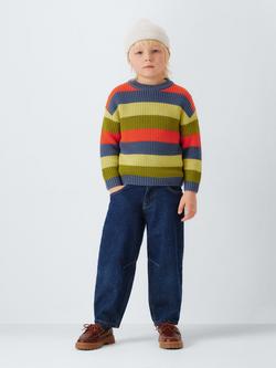John Lewis Crew Neck Stripe Knit Jumper, Multi - view 2, Multi