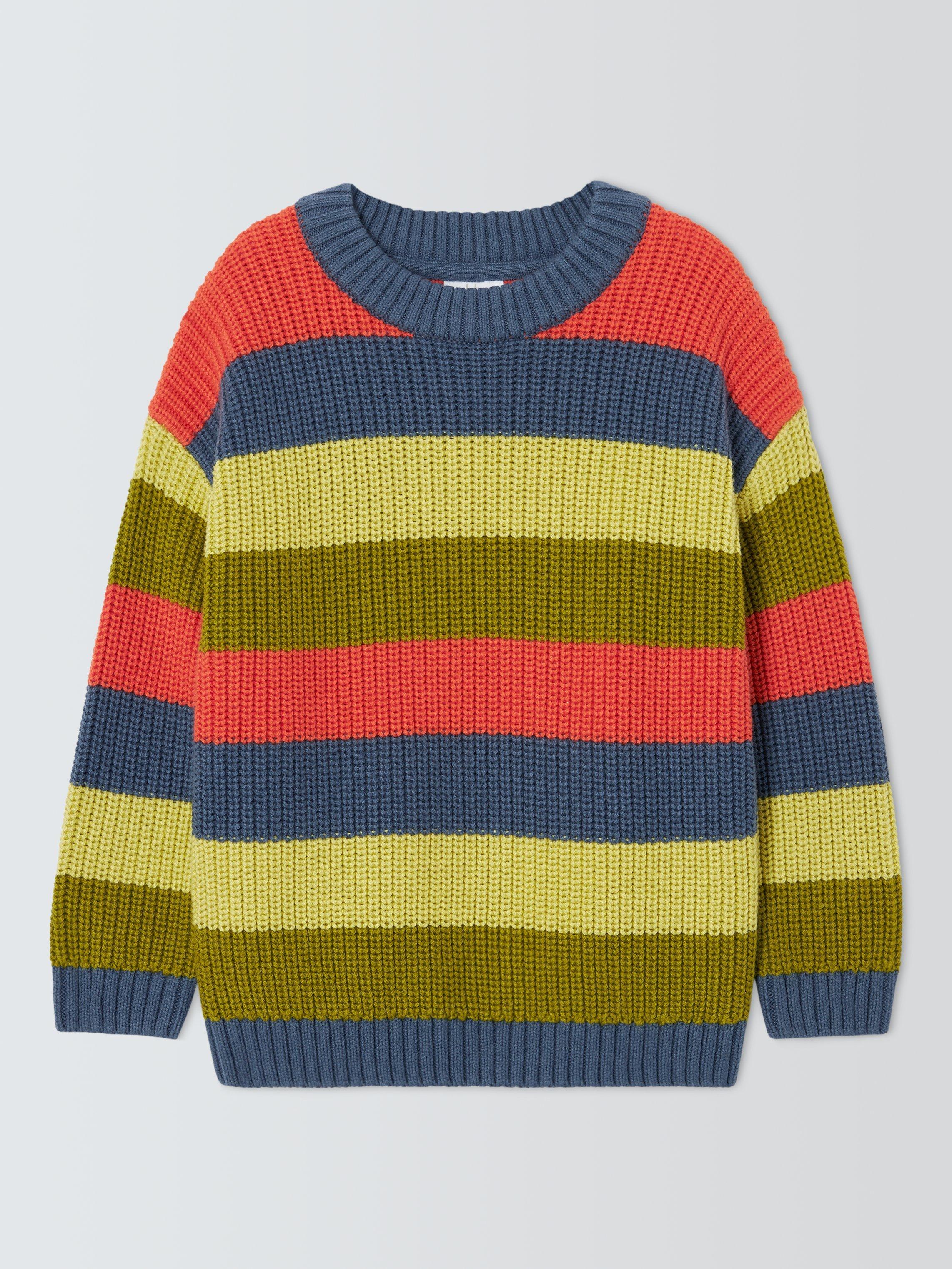 Product image 1 of 3, which shows John Lewis Crew Neck Stripe Knit Jumper, Multi, 3 years