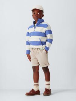 John Lewis Kids' Zip Neck Stripe Sweatshirt, White Blue Stripe - view 2, White Blue Stripe