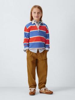 John Lewis Kids' Stripe Rugby Shirt, Red/White/Blue - view 2, Red White Blue