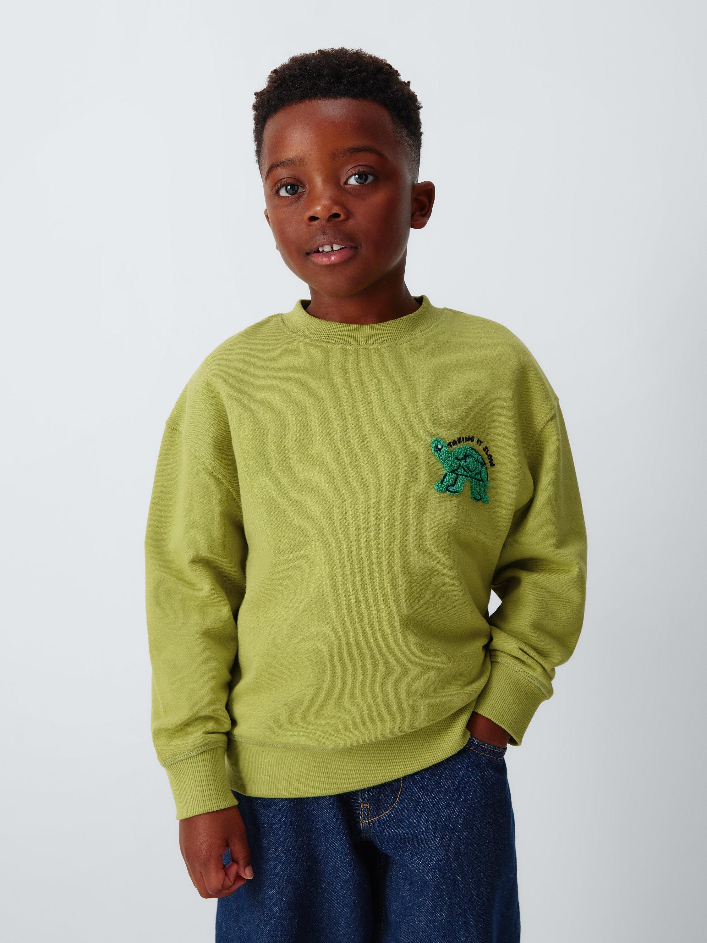 Product image 1 of 7, which shows John Lewis Kids' Turtle Sweatshirt, Lime, 3 years