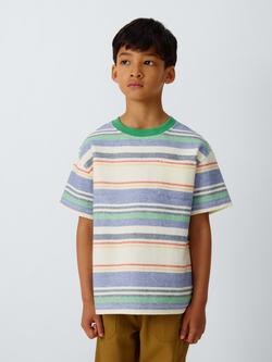 John Lewis Kids' Textured Stripe T-Shirt, Red White Green, Red White Green