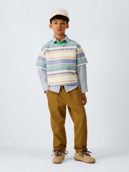 John Lewis Kids' Textured Stripe T-Shirt, Red White Green - view 2, Red White Green