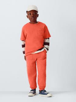 John Lewis Kids' Optic Jersey Joggers, Red - view 2, Red