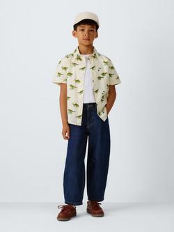 John Lewis Kids' Dinosaur Short Sleeve Shirt, White Based Print - view 2, White Based Print