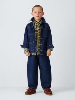 John Lewis Kids' Plaid Check Long Sleeve Shirt, Green Check - view 2, Green Check