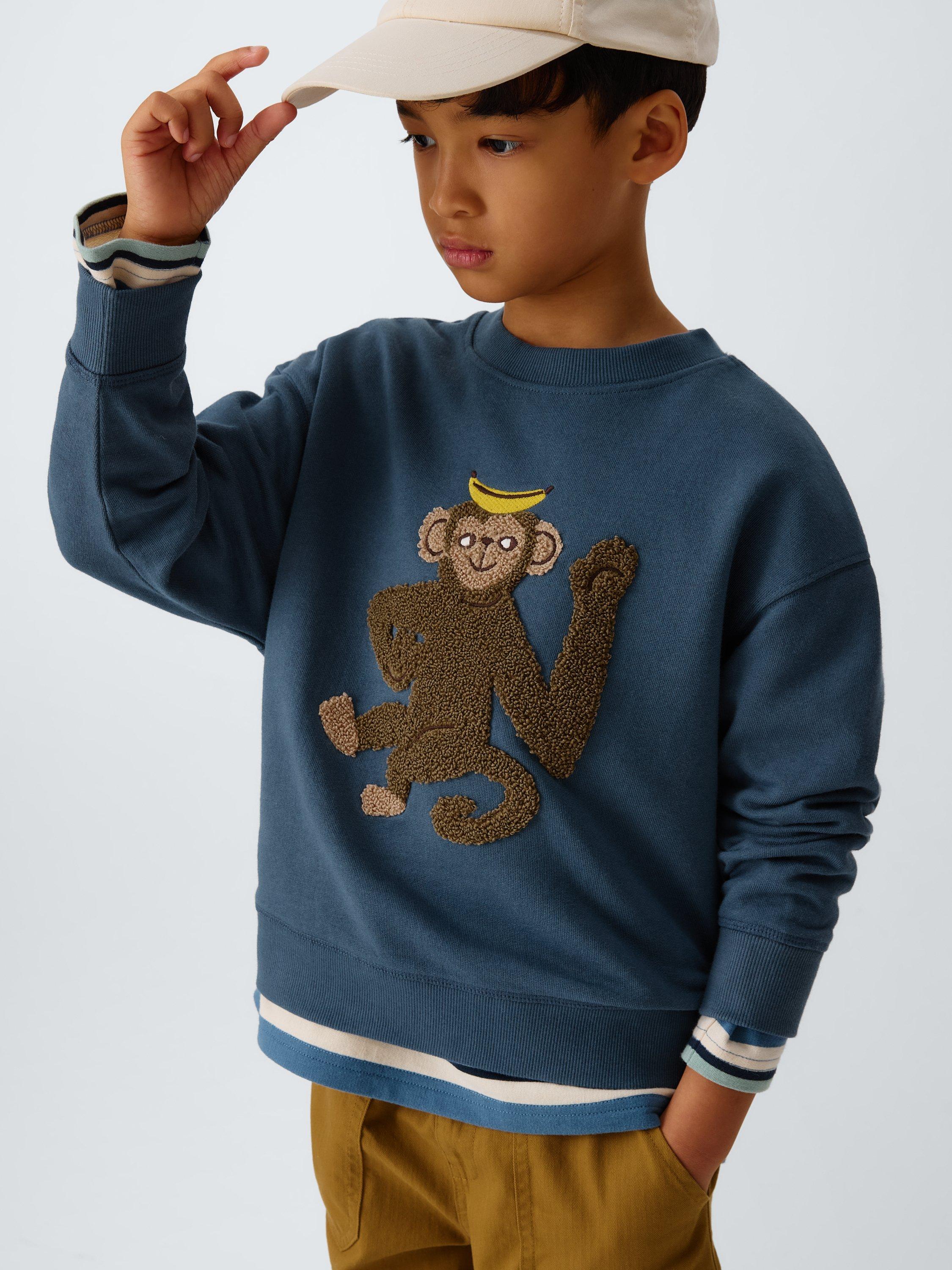 Product image 4 of 7, which shows John Lewis Kids' Cheeky Monkey Sweatshirt, Navy, 3 years