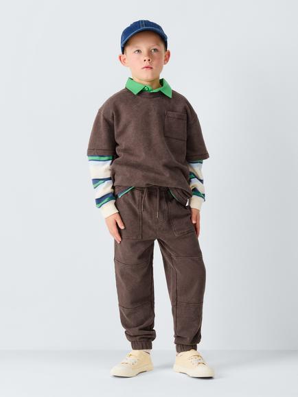 John Lewis Kids' Optic Patch Pocket T-Shirt, Brown - view 2, Brown