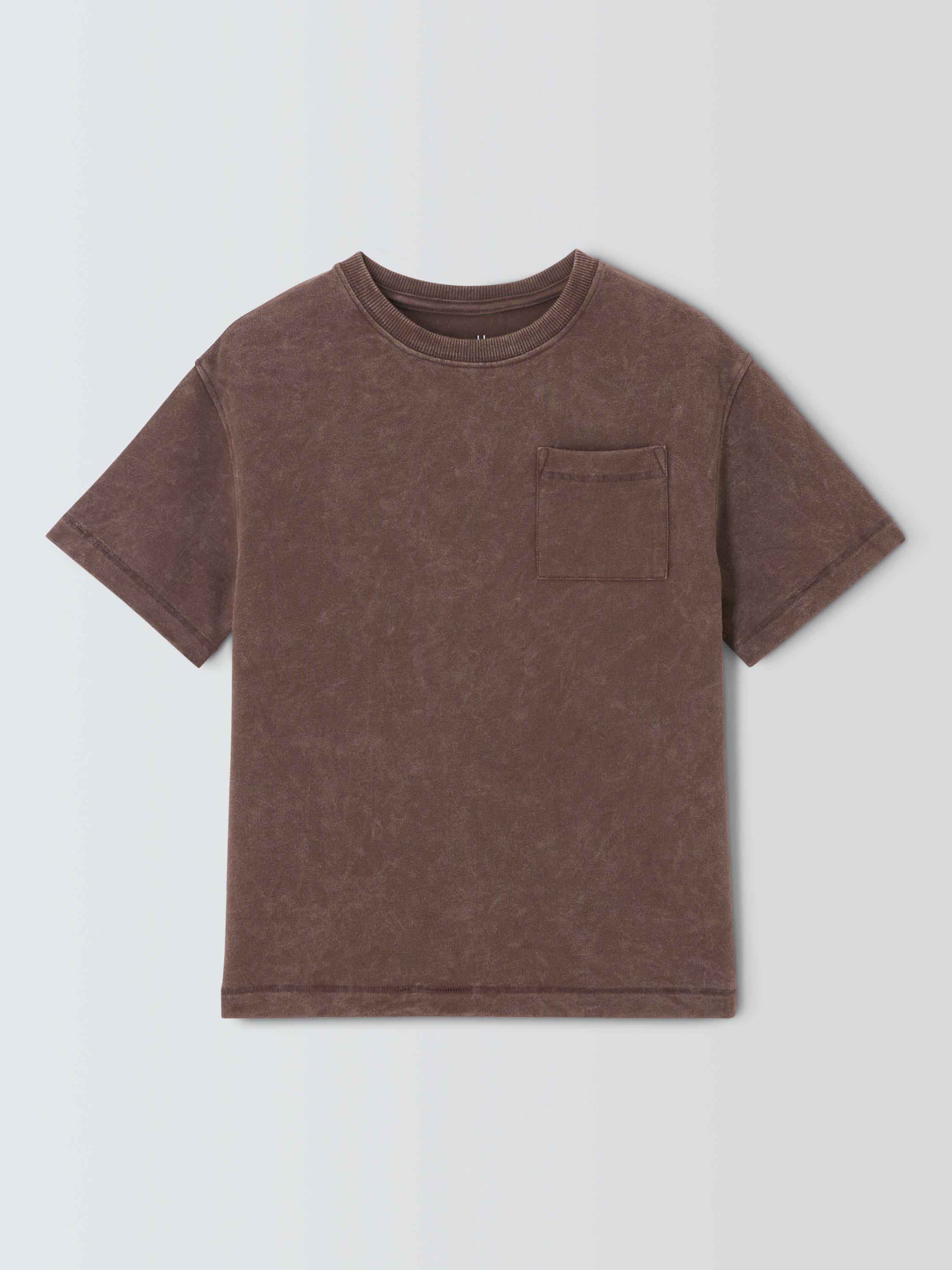 Product image 3 of 7, which shows John Lewis Kids' Optic Patch Pocket T-Shirt, Brown, 3 years