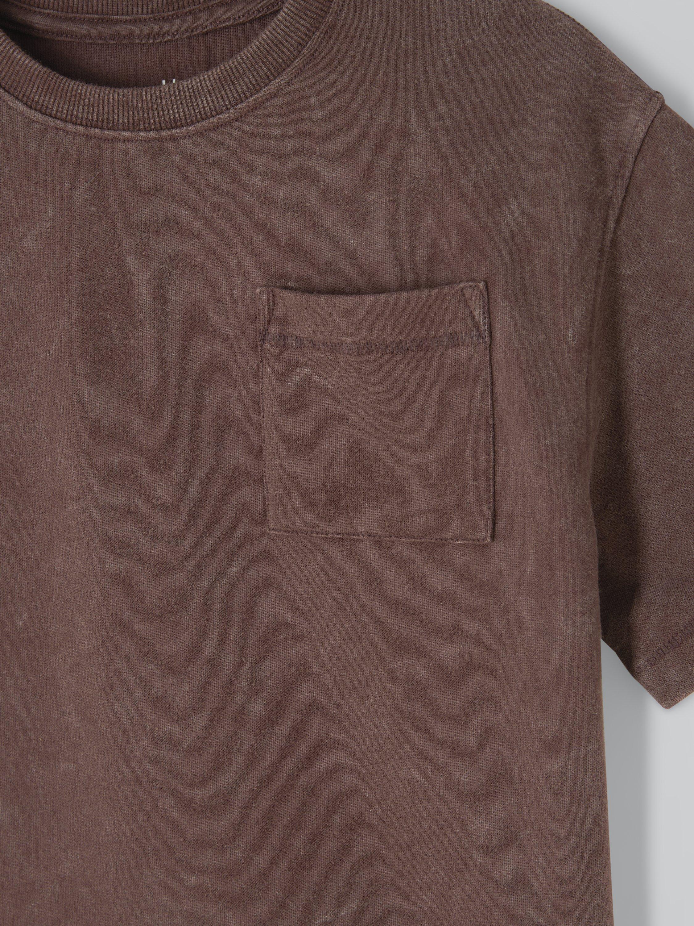 Product image 7 of 7, which shows John Lewis Kids' Optic Patch Pocket T-Shirt, Brown, 3 years