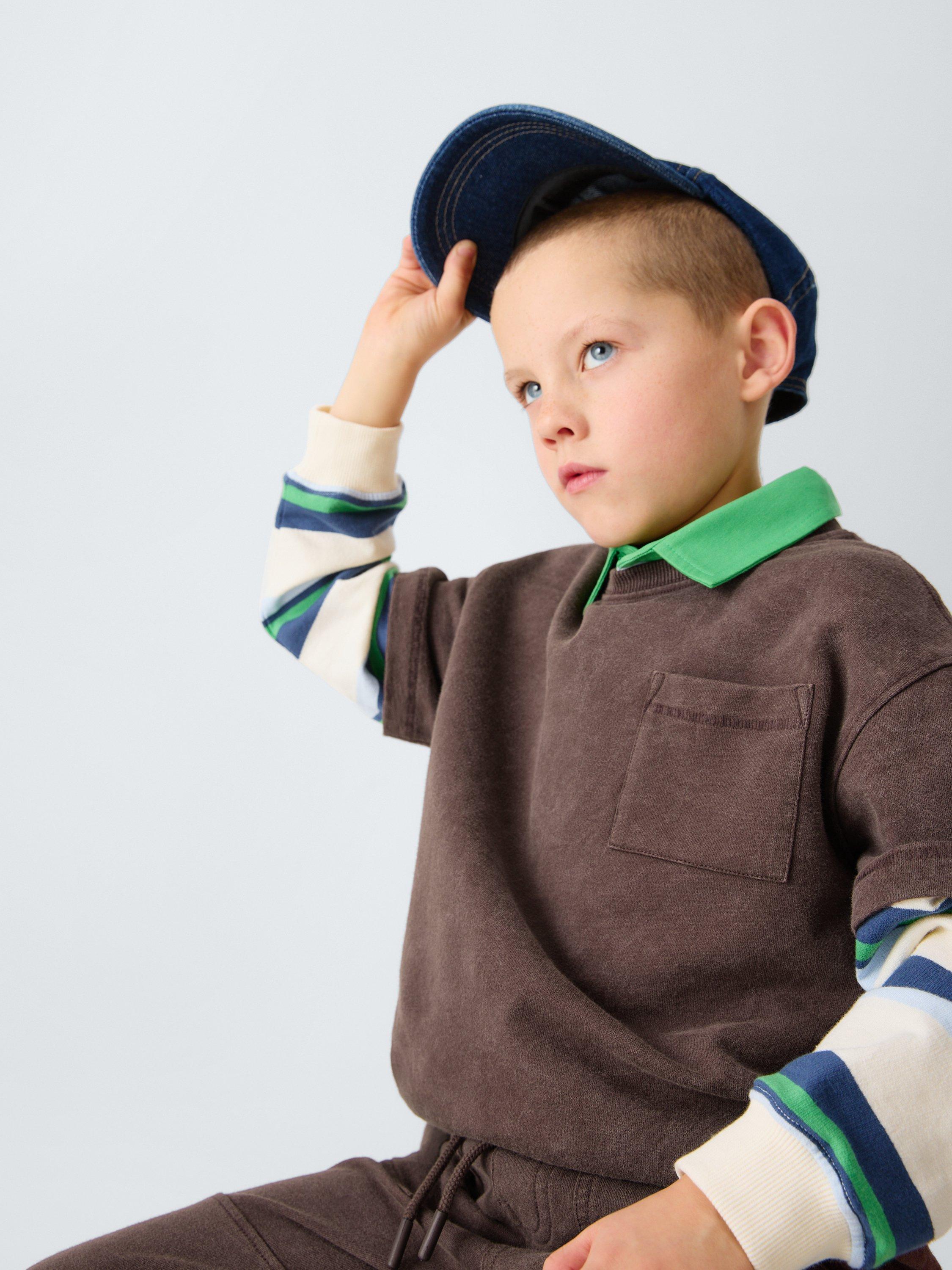 Product image 4 of 7, which shows John Lewis Kids' Optic Patch Pocket T-Shirt, Brown, 3 years