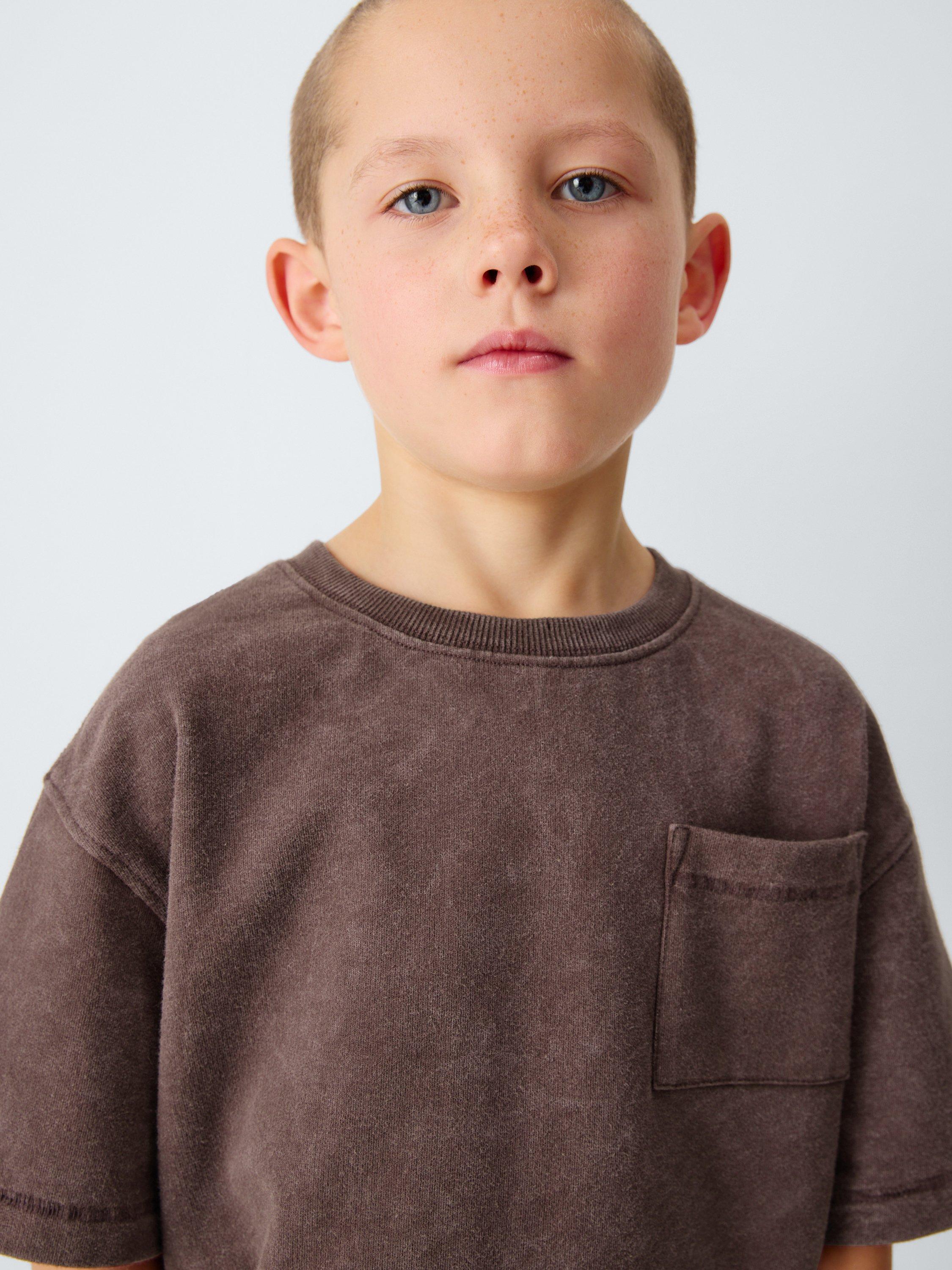 Product image 5 of 7, which shows John Lewis Kids' Optic Patch Pocket T-Shirt, Brown, 3 years