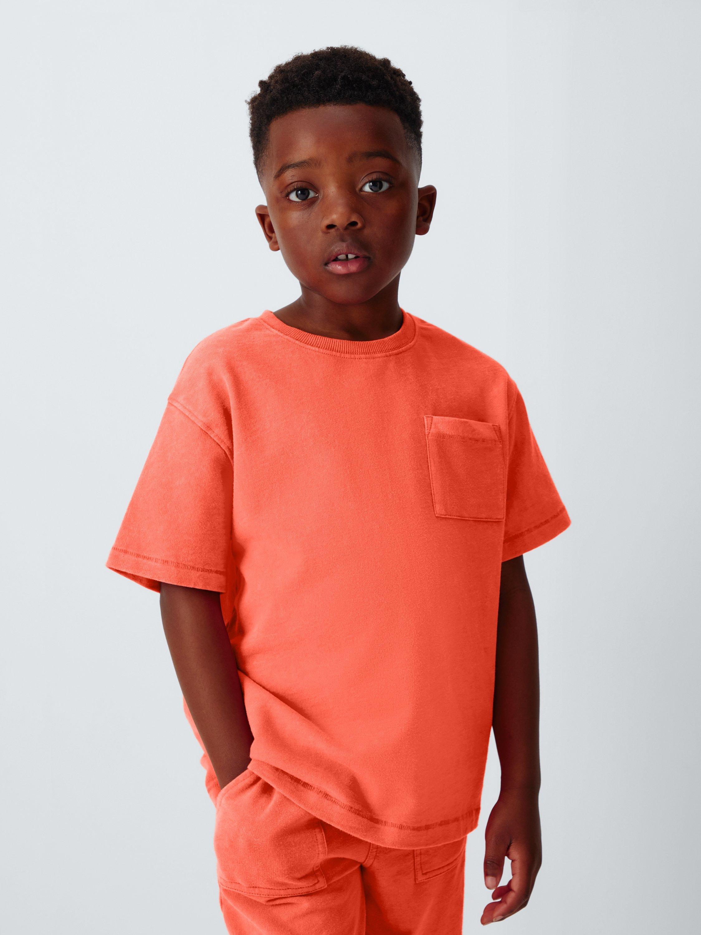 Product image 1 of 6, which shows John Lewis Kids' Optic Patch Pocket T-Shirt, Red, 3 years