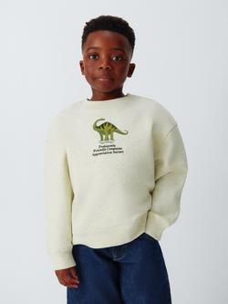 John Lewis Kids' Dinosaur Slogan Sweatshirt, Natural, Natural