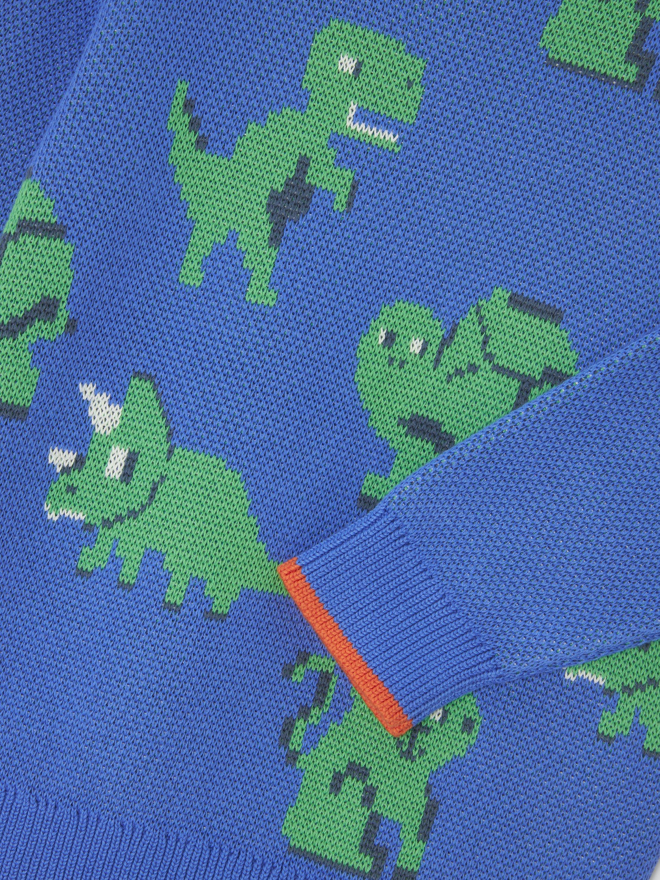 Product image 4 of 7, which shows John Lewis Kids' Crew Neck Dinosaur Jumper, Blue Multi, 3 years