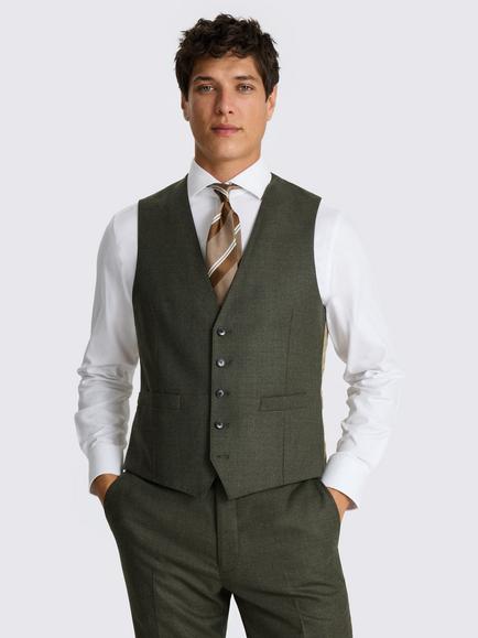 Moss Tailored Fit Wool Blend Performance Suit Waistcoat, Army Green