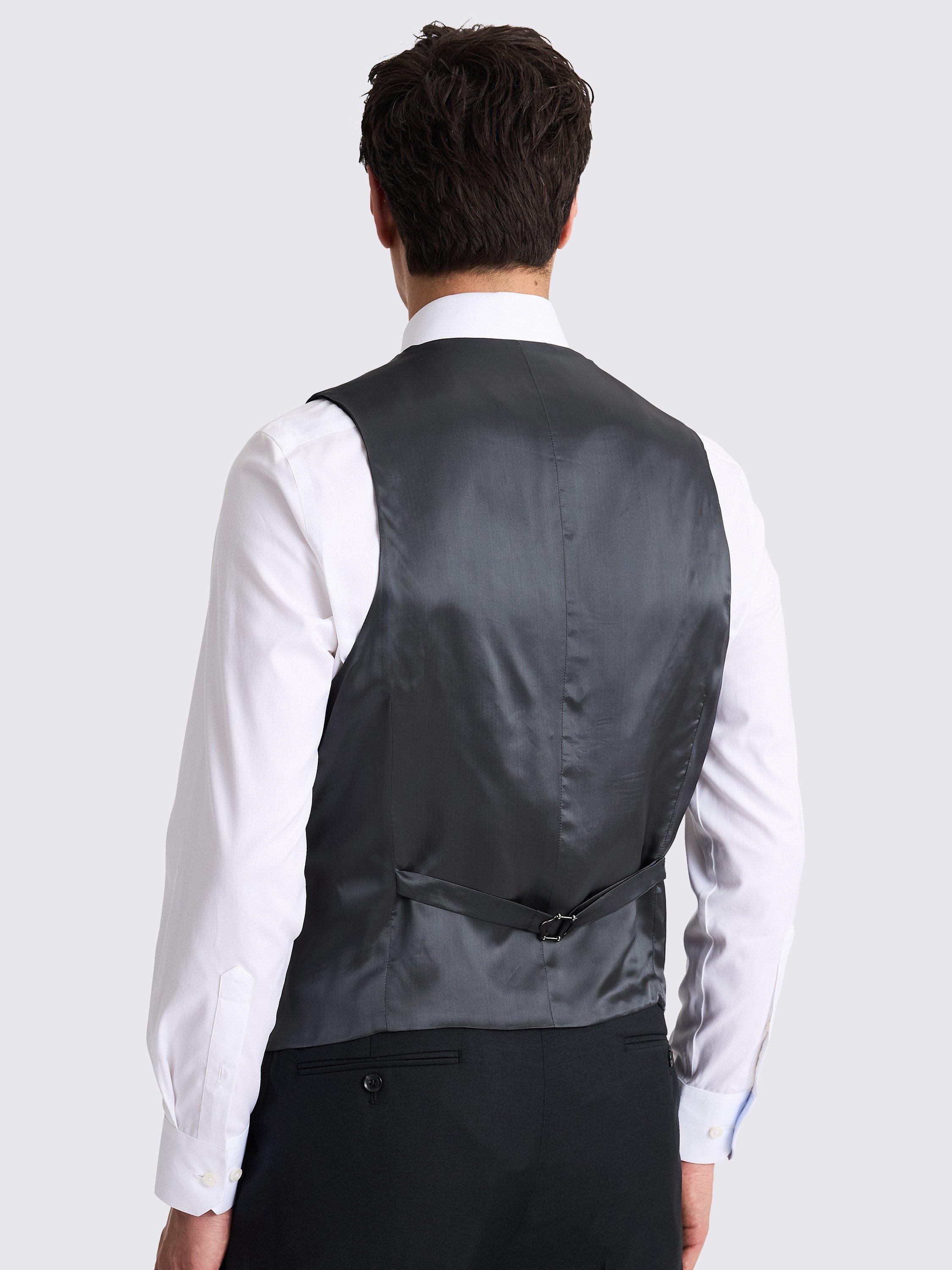 Product image 2 of 3, which shows Moss Regular Fit Twill Waistcoat, Black, 36R