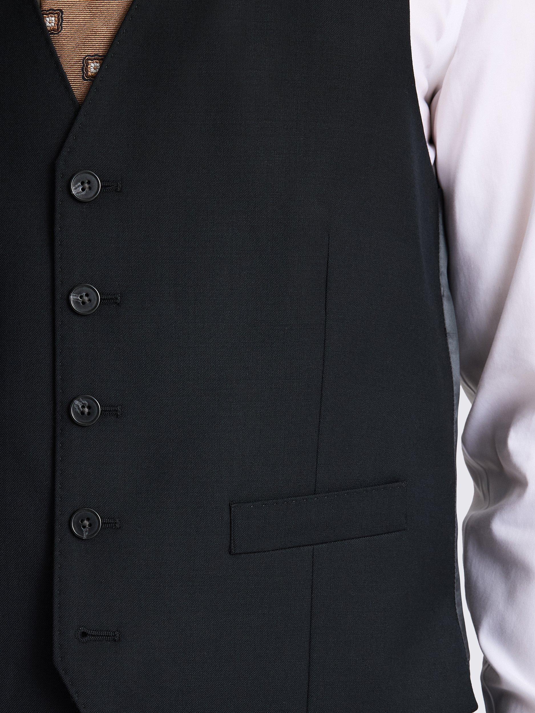 Product image 3 of 3, which shows Moss Regular Fit Twill Waistcoat, Black, 36R