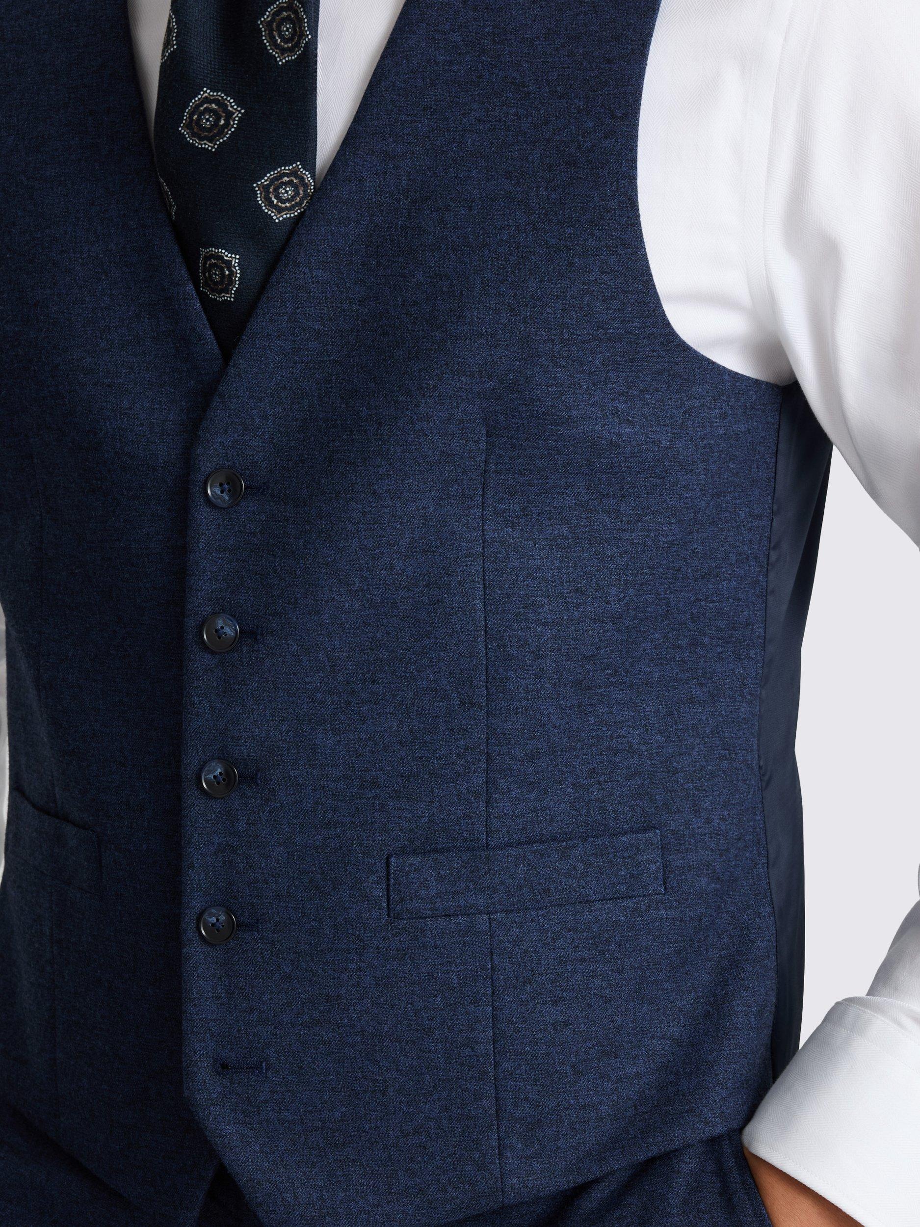Product image 3 of 3, which shows Moss Tailored Fit Flannel Waistcoat, Blue, 36R
