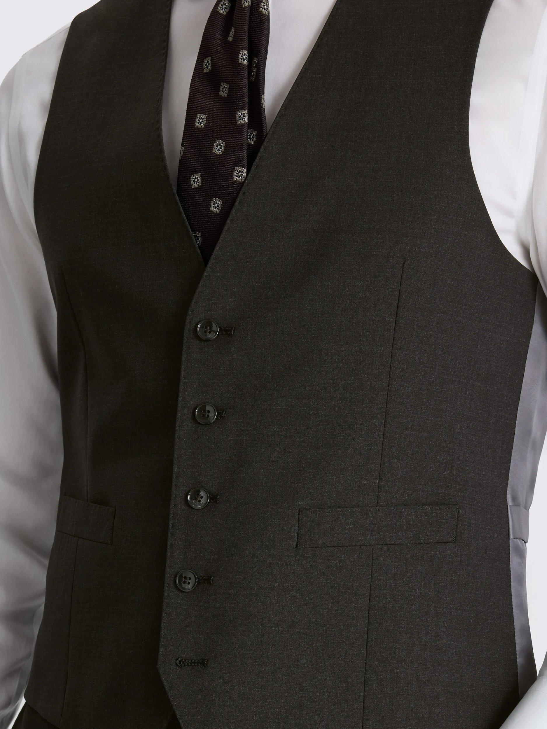 Product image 3 of 3, which shows Moss Tailored Fit Performance Waistcoat, Charcoal, 36R