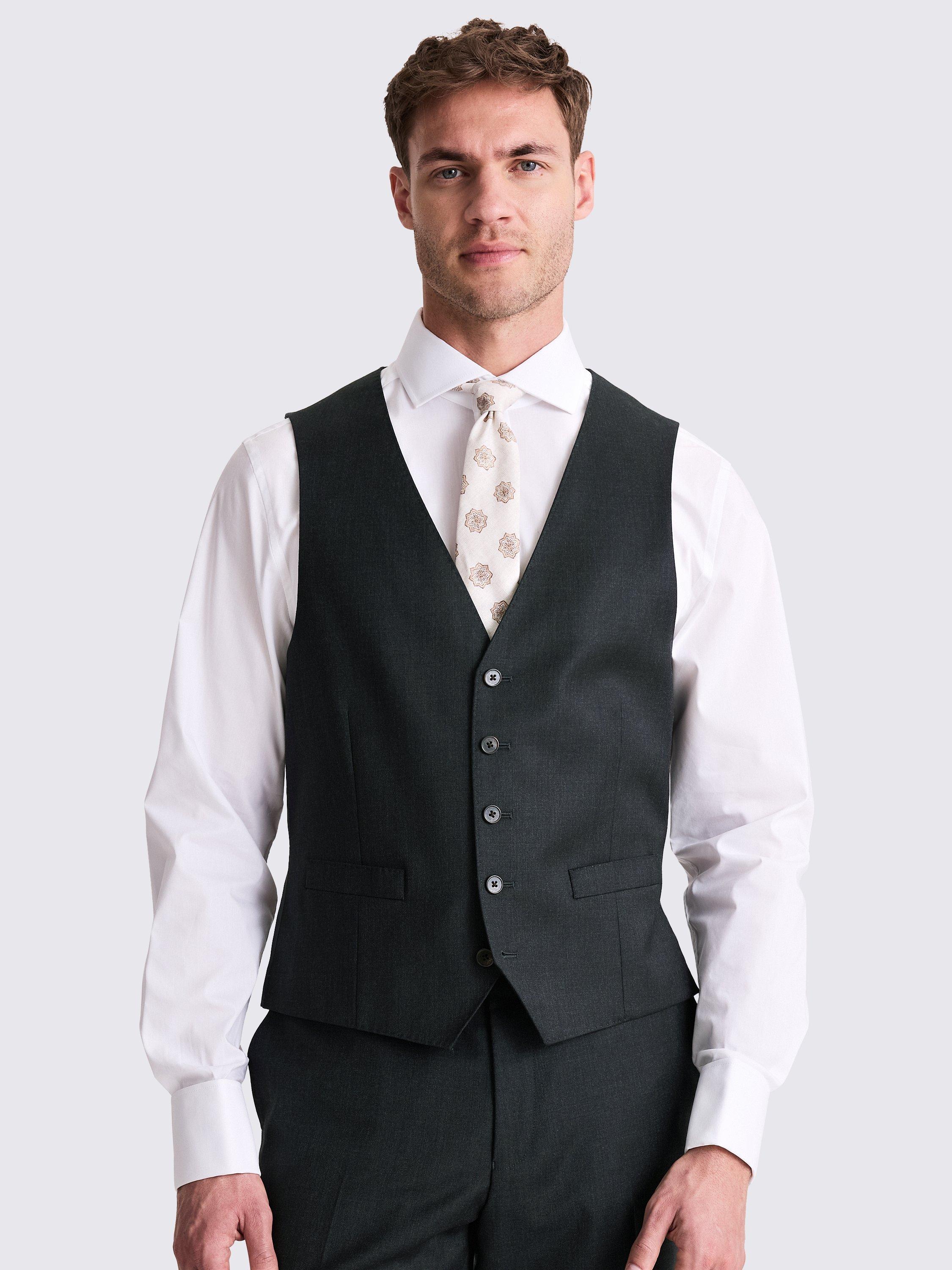 Product image 1 of 3, which shows Moss Regular Fit Twill Waistcoat, Charcoal, 36R