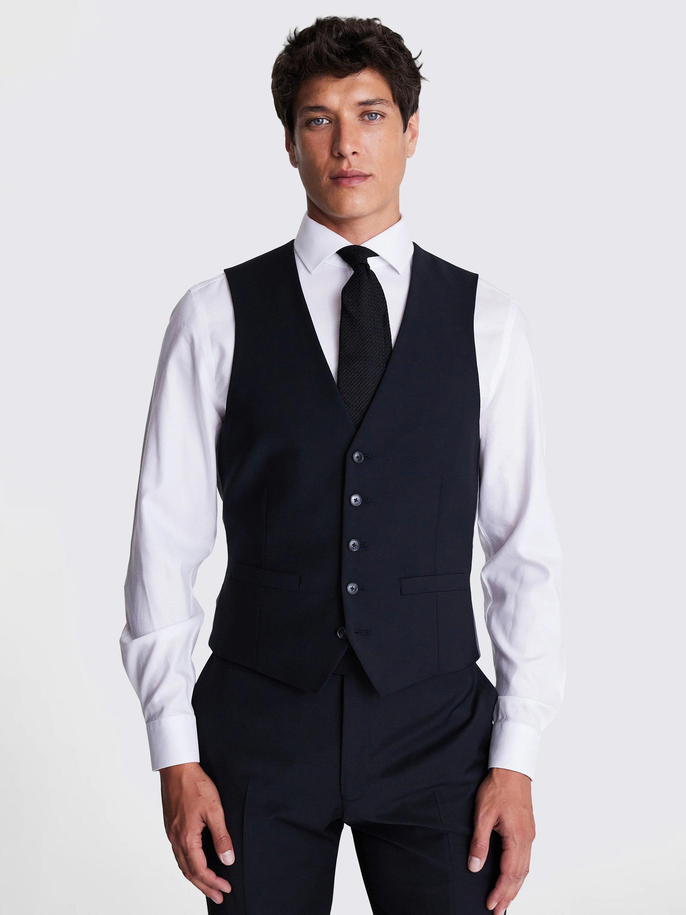 Product image 1 of 3, which shows Moss DKNY Wool Blend Slim Fit Waistcoat, Black, 36R