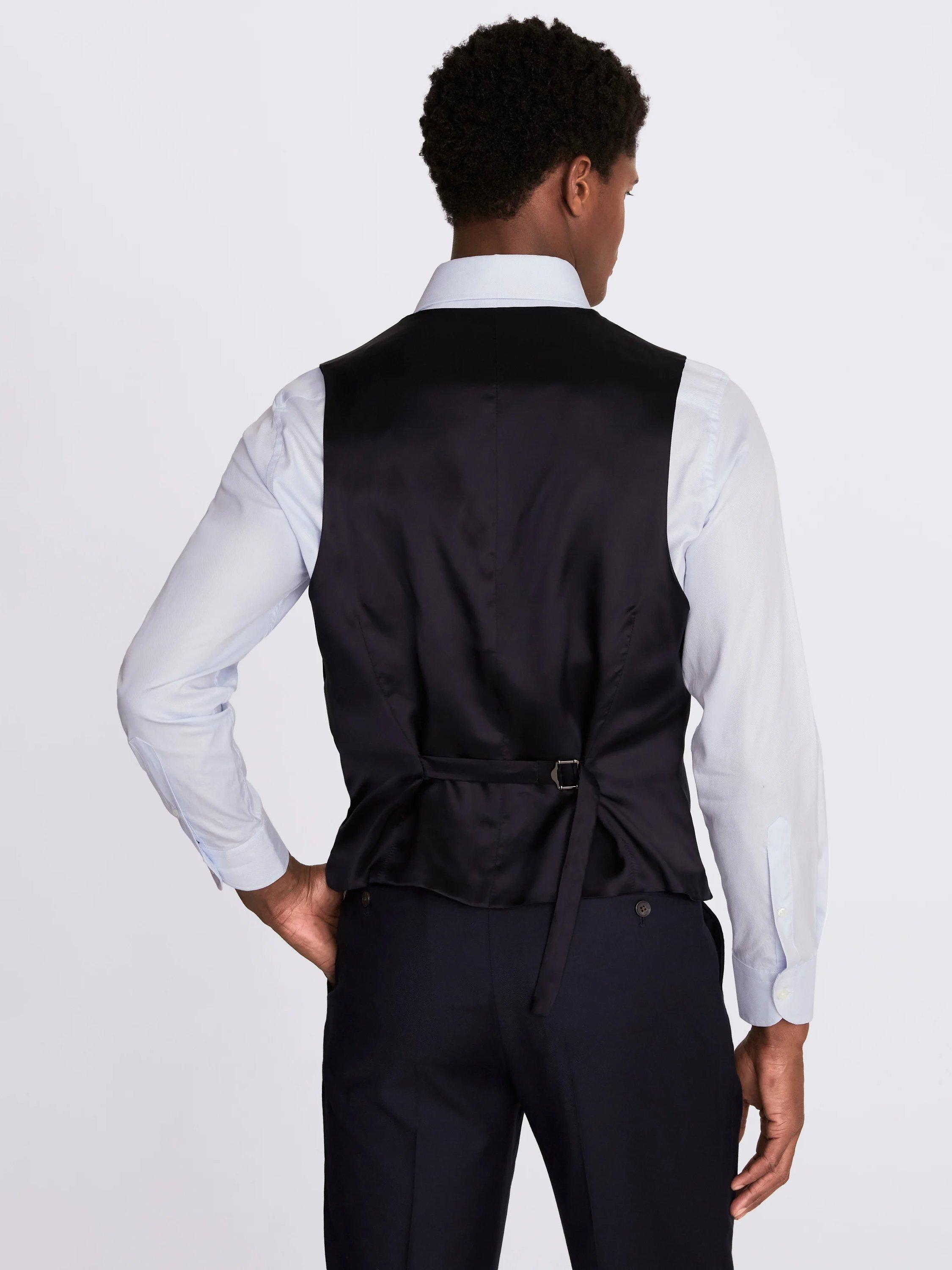 Product image 2 of 3, which shows Moss Regular Fit Twill Waistcoat, Navy, 36R