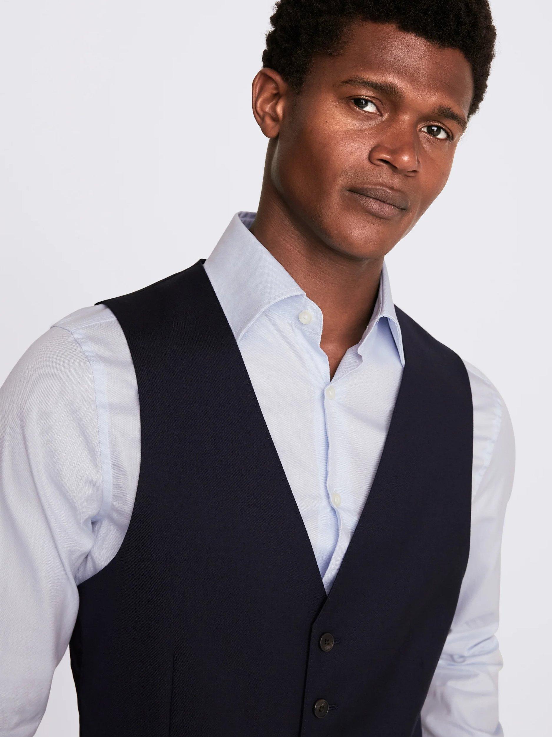 Product image 3 of 3, which shows Moss Regular Fit Twill Waistcoat, Navy, 36R