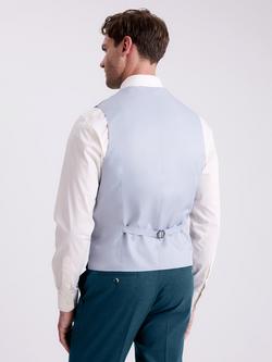 Moss Tailored Fit Flannel Waistcoat, Teal - view 2, Teal