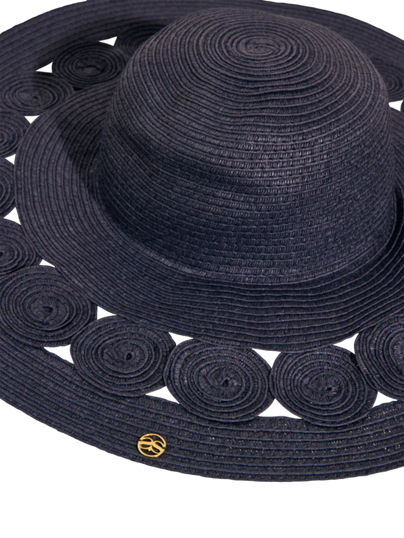 Product image 4 of 7, which shows Seaspray Cut Out Detail Sun Hat, Blue Navy, One Size
