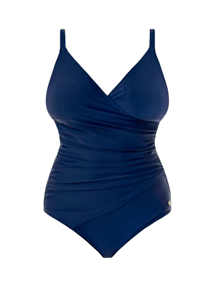Seaspray Chloe Mock Wrap Swimsuit, Blue Navy, Blue Navy