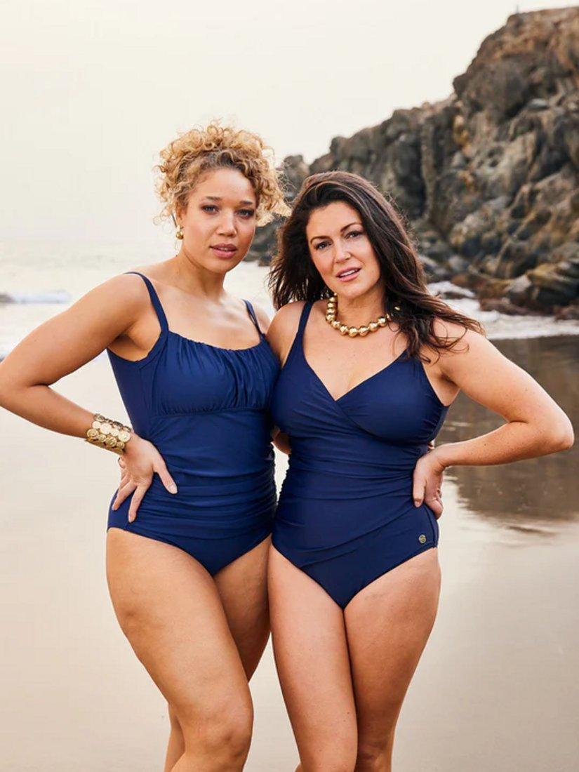 Product image 2 of 2, which shows Seaspray Chloe Mock Wrap Swimsuit, Blue Navy, 10R