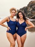 Seaspray Chloe Mock Wrap Swimsuit, Blue Navy