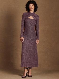 Ro&Zo Cameron Metallic Long Sleeved Dress, Pink - view 2, Pink