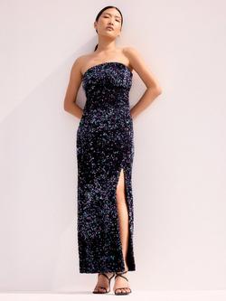 Ro&Zo Blair Cluster Sequin Strapless Dress, Blue - view 2, Blue